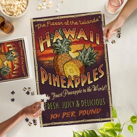 Lantern Press 1000 Piece Jigsaw Puzzle, Hawaiian Pineapple Vintage Sign