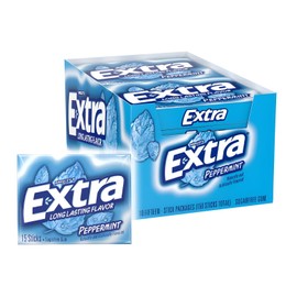 Extra Gum Peppermint Chewing Gum, 15 Pieces (Pack of 10)