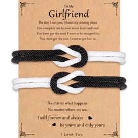 Nexoluxa Forever Bracelets for Couples Infinity Bracelet for Men Women Love Knot 2 Pcs String Braided Cord Rope Bracelets Anniversary Birthday Friendship Husband Brother Gifts, Black Girlfriend