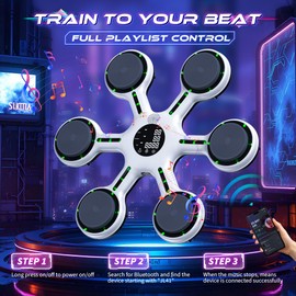 Music Boxing Machine for Adults Kids, Smart 6-Level Wall Punching Pad | Real-Time Tracking for Hits/Accuracy/Time | Dual Wall Mounting | Home Gym & Boxing Training Equipment (Tentacle-Inspired)