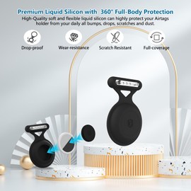 Aircawin for AirTag Holder Case with Brooch Pin,Waterproof Hidden for AirTag Case Cover for Kids,Item Locator,Full Protective Anti Lost GPS Tracker Item Finder for Child/Kids/Elderly/Clothing-Black