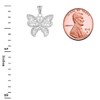 Elegant Sterling Silver Filigree & Sparkle-Cut Butterfly Charm Pendant Necklace,