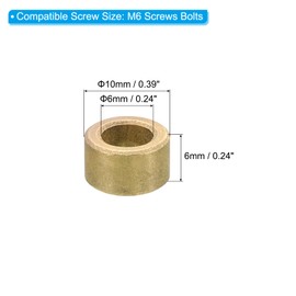 PATIKIL M6 Brass Spacers, 12 Pcs Metal Spacer Brass 6mm ID x 10mm OD x 6mm L Brass Spacers Screw Standoff for 1/4inch or M6 Screw Bolts