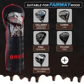 LZFAN Golf Club Covers, Golf Club Head Covers for Woods and Fairway, Golf Head Covers Fit Most Golf Clubs Golf Headcovers Bruce Punch