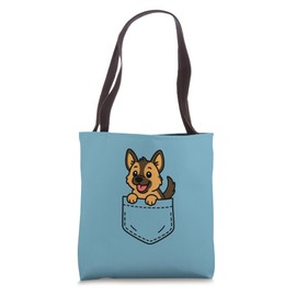Cute German Shepherd Puppy Pocket Pal Funny GSD Puppy Tote Bag