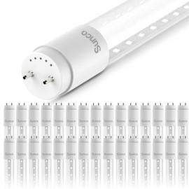 Sunco Lighting 30 Pack T8 LED 4FT Tube Light Bulbs Ballast Bypass Fluorescent Replacement, 5000K Daylight, 15W, Clear Cover, Retrofit, Single Ended Power (SEP), Commercial Grade – UL, 30 Pack