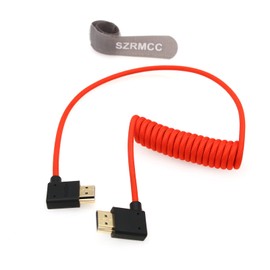 SZRMCC 8k 2.1HDMI Cable HDMI to HDMI Coiled Cable Ultra High Speed Soft HDMI Cable for Z Cam E2 Portkeys BM5 Atomos Shinobi Ninjav V Monitor Sony Canon Camera 50cm (Red 50cm, Left HDMI-Right HDMI)