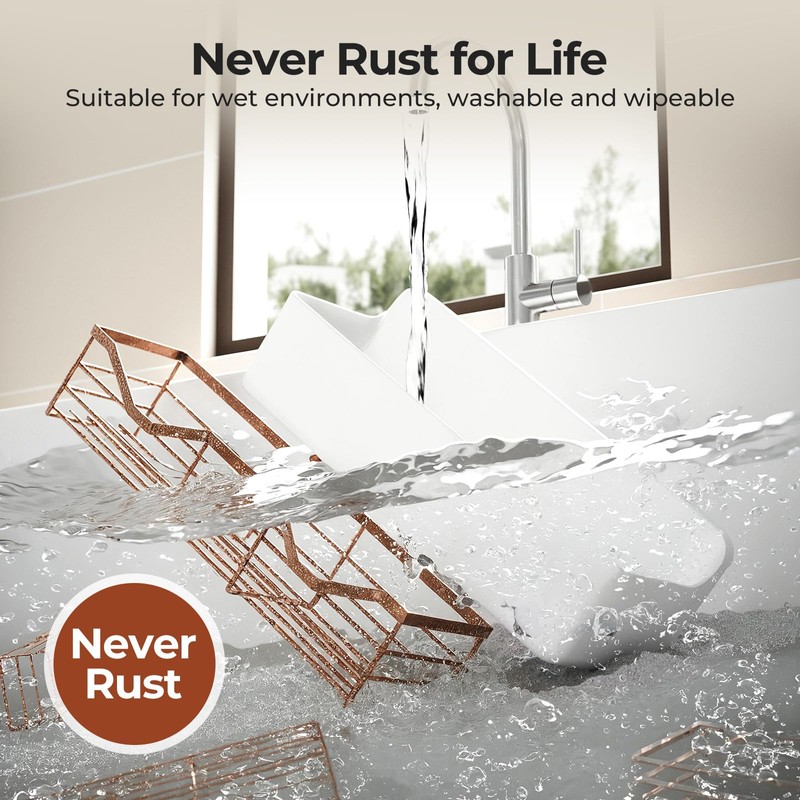 Orimade Shower Caddy 3-Pack, No-Drill Adhesive Shelves for Bathroom, Rustproof