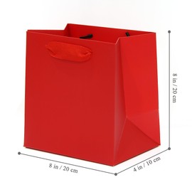 LFCXHTY Red Paper Gift Bag 8x4x8 in Small Size Heavy Duty Paper Bags with Ribbon Handles for Wedding Baby Shower Birthday Party (Red, 8 x 4 x 8 in, 10 CT)