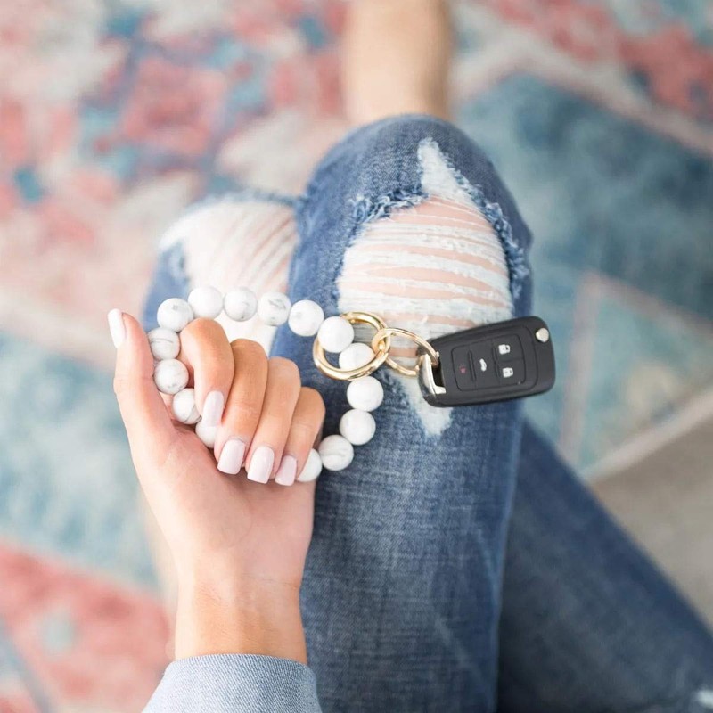 boderier Silicone Bead Key Ring Keychain Bracelet Wristlet Band Bracelet