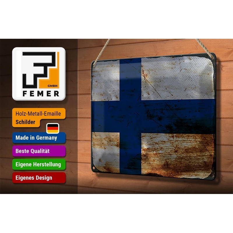 Tin Sign Finland Flag 30 x 20 cm Flag of