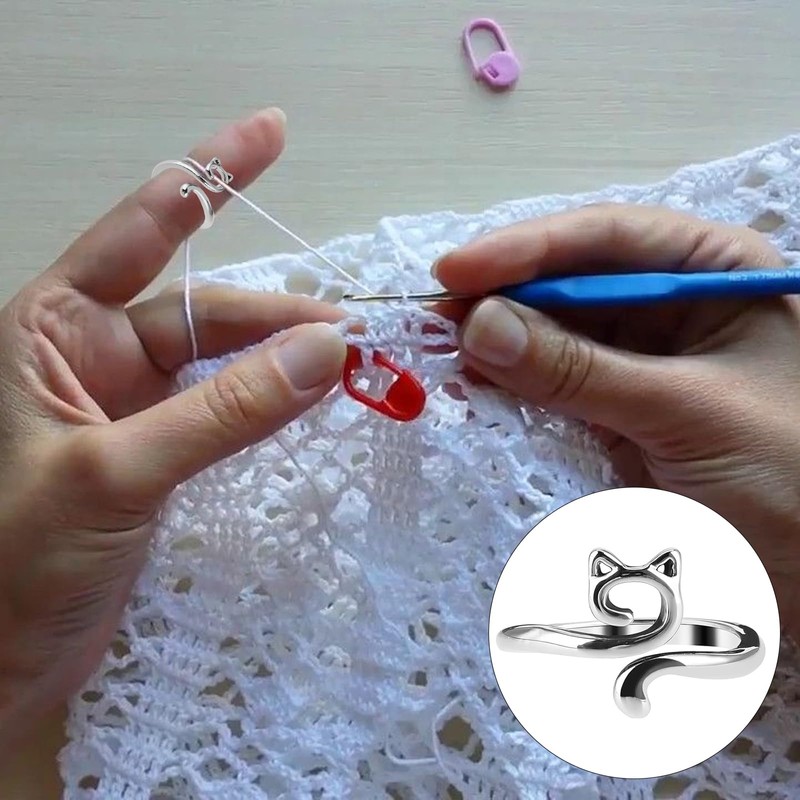 Siqian 4PCS Knitting Crochet Loop Rings, Adjustable Tension Rings for