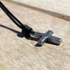 Small Gold Hammered Cross Necklace - Religious Jewelry, Mens Faith,