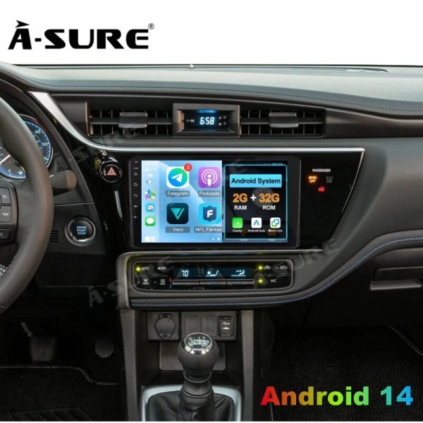 ASURE 2+32GB Wireless Carplay Android 14 Stereo Radio For Toyota