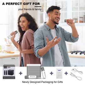 FULLIFE Karaoke Machine for Adults/Kids, 3000mAh Portable Bluetooth Karaoke Speaker with 2 Wireless Microphones, HD Karaoke PA System with Echo/Vocal Cut, Supports TF/USB/AUX-in, for Home Parties