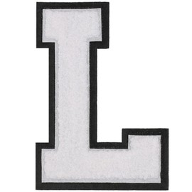 GYGYL - 3 parches de chenilla, parches de letras de tamaño grande para decoración de disfraces de equipo, altura 4-1/2 pulgadas, borde negro letra L