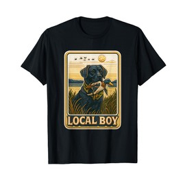 Local Boy Black Lab Hunting Dog Marsh Scene Sunset Vintage T-Shirt