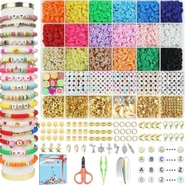 Triko Kit para Hacer Pulseras, 5100 Cuentas para Hacer Pulseras, Bisutería para Hacer Pulseras, de Arcilla Polimérica, Dijes y Accesorios para Bisutería, Ideal para Joyas de Amistad y Manualidades.