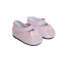 18 Inch Doll Shoes-Pink Bow Mary Janes Fits 18 Inch Girl Dolls and 15 Inch Baby Dolls