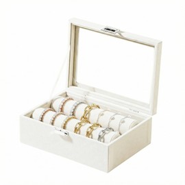 Adugay Bracelet Holder Organizer Box,Women's and Girls' Velvet Bracelet Storage Box,Small Jewelry and Watch Display Case for Vendors (Beige)