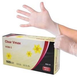 Disposable Vinyl Gloves, Small, 5 MIL, Clear Vinyl, Food, Cleaning, Kitchen, Daycare Latex Free, Cleanshield Vmax VC50-S (100 Gloves)