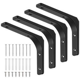 Faankiton Pack of 4 Shelf Brackets, Maximum Load Capacity 70 kg, Angle Shelf with Screws, Multifunctional Metal Angle 90 Degree for Wall Mount Shelf, Shelf Bracket (150 x 200 mm)