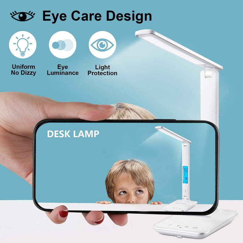 LAOPAO Desk Lamp with Wireless Charger: USB Charging Port, Table