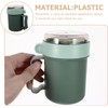 Taza de Desayuno Portátil con Tapa y Cuchara, Verde, Plástico