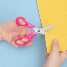 Left-Handed Kids Scissors,5 Inch Safety Childen Craft Scissors,Safe and Comfortable Handles,Suitable for Students and Children's Craft Paper Cutting, Multiple Colours,6-Piece Set