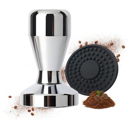 Coffee Tamper with Mat - Essential Barista Tool for Perfect Espresso Shots, Coffee Grounds Barista Espresso Machines Accessory (58mm)