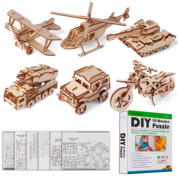 calary 3D Wooden Puzzle Simulation Animal Dinosaur Assembly DIY Model
