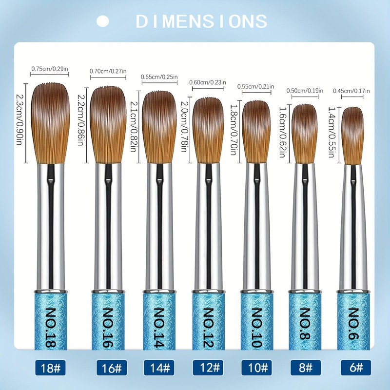 Hotolove Nail Brush Set, 7 pcs Acrylic Nail Brush for