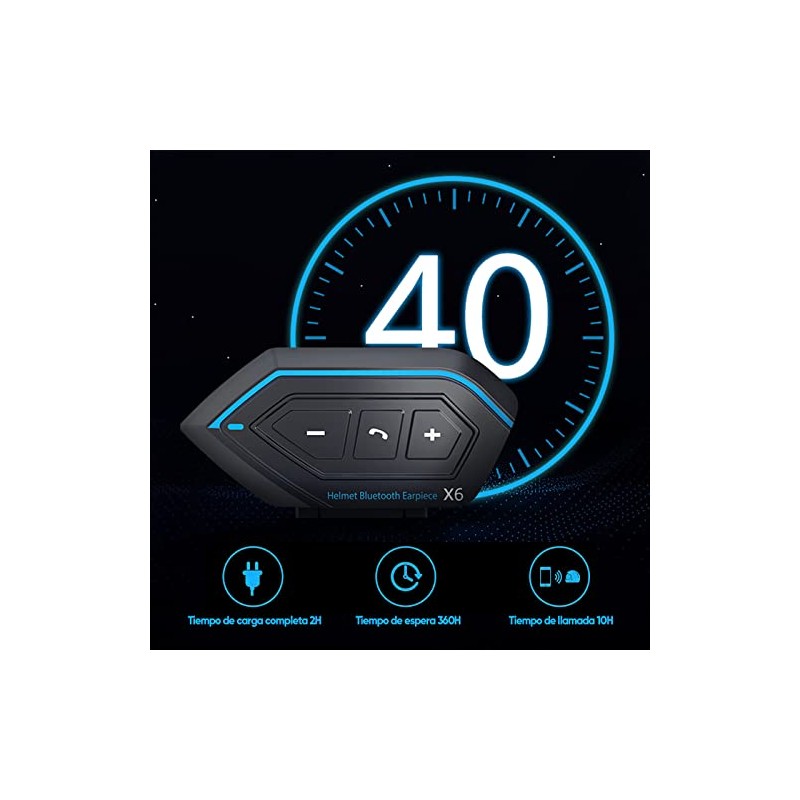 Autbye - Auricular Bluetooth para Motocicleta con MicrFono, Compatible con