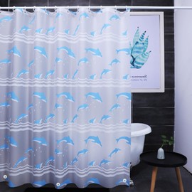 Myratts Plastic Shower Liner - Premium EVA 6G Shower Curtain Liner with Rustproof Grommets and 3 Weighted Magnets, Waterproof Shower Curtains for Bathroom(Dolphin, 72"*72")