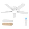 POCHFAN 42 Inch White Ceiling Fans with Lights and Remote,