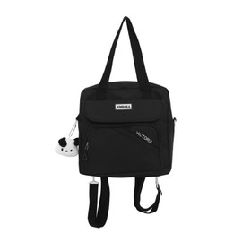 PORRASSO Women Backpack Fashion Shoulder Bag Multifunctional Daypack Handbag Nylon Crossbody Bag for Work Travel Daily Use Black