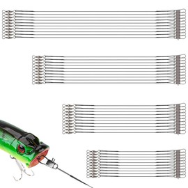 RDNKVB Leader with swivel, carabiner steel leader, steel leader, 4 sizes, stainless steel leader, black spinning leader line for spin fishing, fishing leaders for freshwater, pack of 40