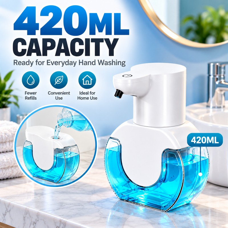 Automatic Soap Dispenser for Hands-Free Washing – 420ML 4-Level Adjustable