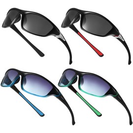 4 Pairs Men Polarized Sunglasses with UV Protection Driving Glasses Sports for Sport Outdoor Activities (Trendy Colors)