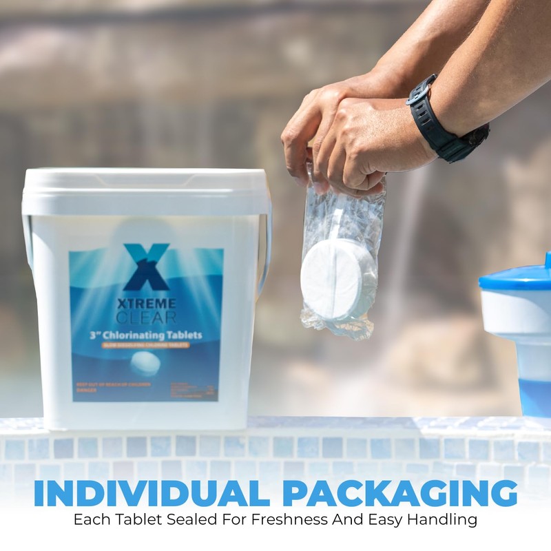 XtremeClear 25 Pound Bucket 3" Chlorine Tablets Bucket, 25 lbs