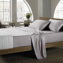 Queen Size Premium Cotton Fitted Sheet Only - 300 Thread Count Pure Natural Cotton Fabric - 15" Deep Pocket,Breathable,Ultra Soft & Silky (Queen,Dark Grey)