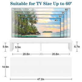 aboxoo 47" Large TV Riser for 32-60 inch TV, TV Riser Stand Shelf with Steel Legs,Tabletop TV Stand Riser for Home Office,Computer Monitor Stand Desktop Storage Stand (White)
