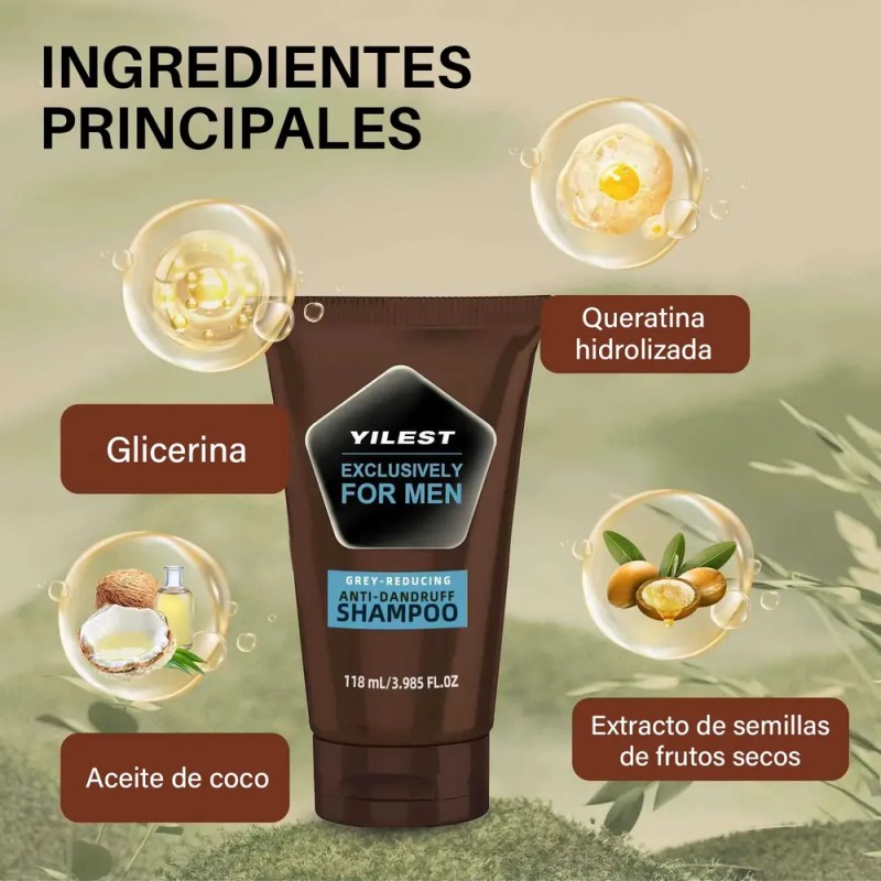Shampoo Canas Desvanecedor Progresivo De Canas Para Hombres