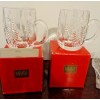 MIKASA CHRISTMAS TREE LEAD CRYSTAL SET OF 2 COFFEE TEA