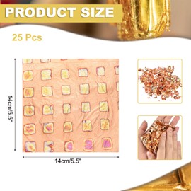 MECCANIXITY 25 Pcs Gold Leaf Sheets 5.5" x 5.5" Imitation Gold Foil Sheets Variegated Booklet with Pattern for Crafts,Picture Frames,Nails and DIY Arts Decoration,Copper Block