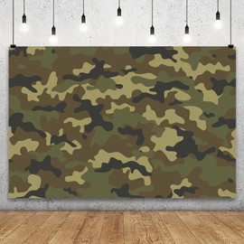YongFoto Camouflage Texture Backdrop 5x3ft Army Soldier Military Theme Photography Background Boy Birthday Welcome Soldiers Party Banner Room Decor Portraits Photoshoot Wallpaper Studio Booth Props
