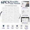 QIHAWN 6Pcs PET Star Stencils, 20x15cm Reusable Painting Templates