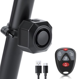 POWVINE USB Rechargeable Bike Alarm,Max 110dB Motorcycle Alarm with Remote＆7 Levels Sensitivity Bike Alarms for Ebikes, Anti Theft Vibration Motion Sensor Alarm for Car Motorcycle Scooter Ebike