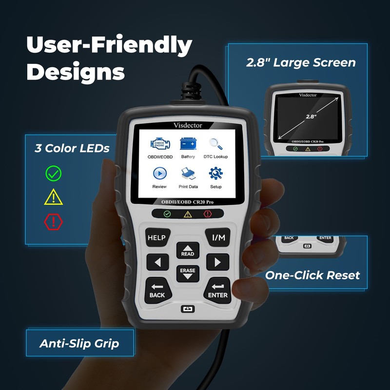 Visdector CR20 Pro Universal OBD2 Scanner Car Check Engine Fault