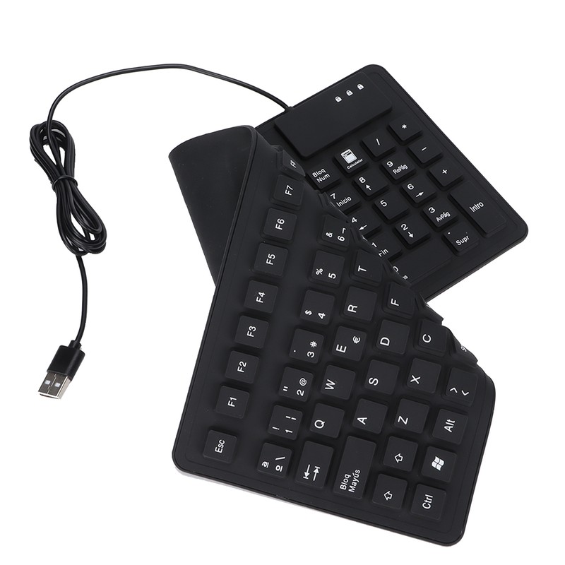 Keyboard 108 Key Spanish USB Wired Portable Foldable Quiet Waterproof
